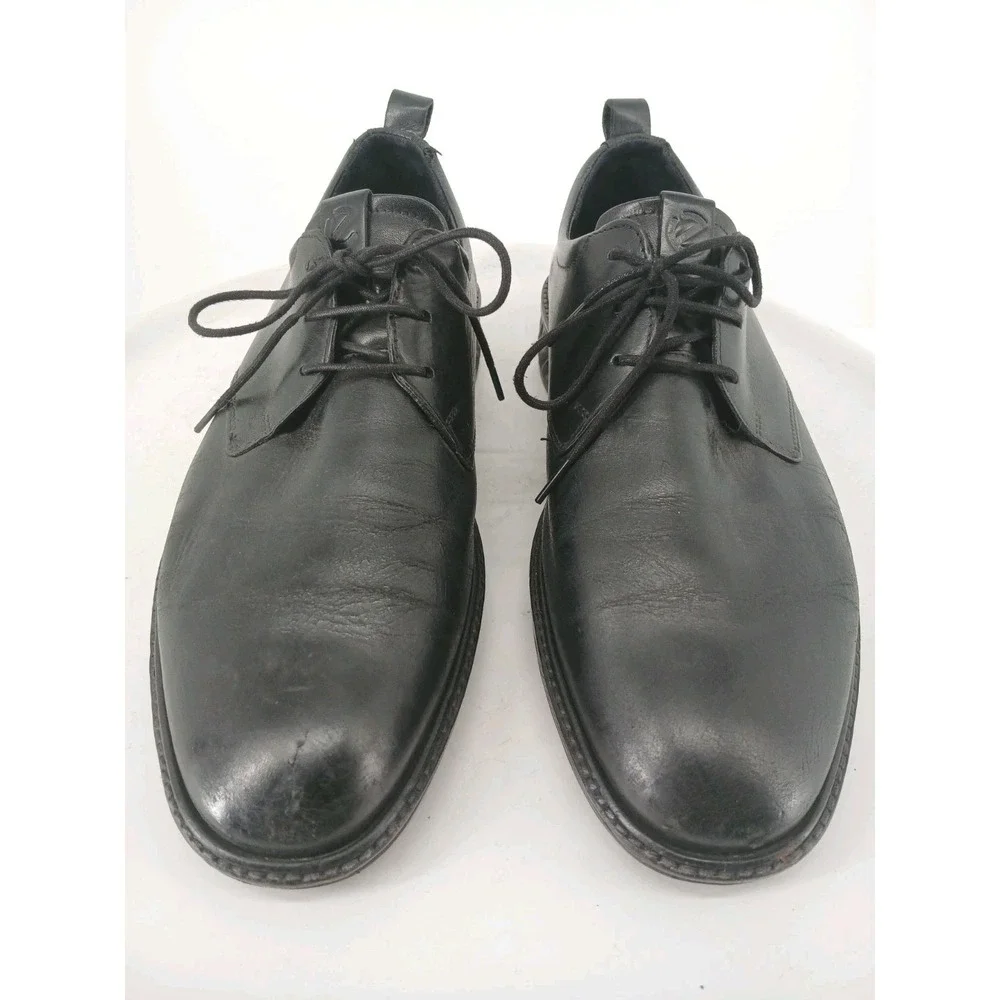 Ecco Mens Hybrid Black Leather Oxford Shoes Comfort Casual Walking SZ 11   DB3